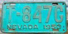 FAIRLY GOOD, ROCK SOLID 1953 NEVADA PICK-UP TRUCK LICENSE PLATE, T 8447 G picture