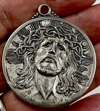 Vintage Catholic Creed Sterling Jesus, OL Guadalupe  Medal,  31.4 Grams Silver picture