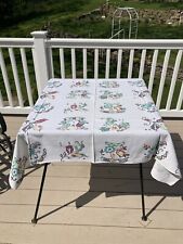Vintage Retro Four Color Printed Funky Design Flower Tablecloth picture