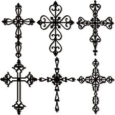 6 Pcs Wooden Wall Hanging Cross Religious Antique Cross Wall Decor Hand Carve picture