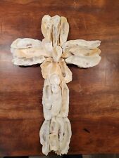 Hanging Handmade Oyster Sea Shell Crucifix Cross 16 3/4×11