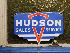 VINTAGE HUDSON PORCELAIN SIGN OLD AUTOMOBILE DEALER CAR SALES SERVICE AMERICAN picture