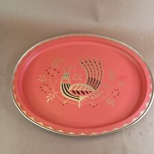 MCM Rooster Tray Metal Orange Gold picture
