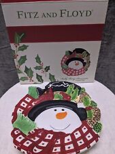 Fitz And Floyd Holly Berry Snowman Plate NIB picture