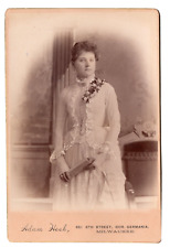 MILWAUKEE WI 1880s LADY BEAUTIFUL DRESS CORSAGE GRADUATE Victorian Cabinet Card picture