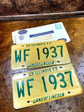 Original Match Pair of 1977 Illinois Car License Plate WF 1937  Automobile Tags picture