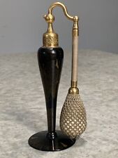 Art Deco Glass DeVilbiss Style Perfume Atomizer Black Gold Steuben Aurene? picture