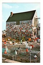 Portsmouth NH Lobster Pot Buoys Collection on Building   Vintage Postcard picture