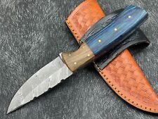 Massive handmade Damascus steel 8''Skinning Knife Bowie Knife W/Leather Sheath picture