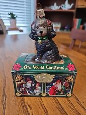 Retired OWC Old World Christmas Black VTG glass poodle dog ornament 12152 shiny picture