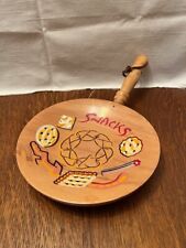 Vintage Mid Century Wooden Hanging  Handled Snack Bowl Painted Nevco Japan picture
