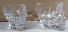 2 Crystal Clear Skull Shaped Shot Glasses 1.5oz picture