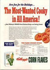 1952 Kellogg Pillsbury Vintage Print Ad 2 Page Cookies Cornflakes Recipe Contest picture