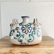 Vintage Handmade Italian CALTAGIRONE Majolica Ceramic Hand Warmer Floral Design picture