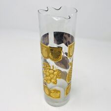 Vtg Culver MCM Double Spout Glass Martini Cocktail Pitcher Fruits  Heavy Gold picture
