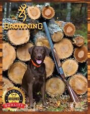 Browning - Firearms - Chocolate Lab - Duck Hunting - Rare - Metal Sign 11 x 14 picture