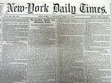 Original 1854 NEW YORK TIMES newspaper 170 years old &Published before Civil War picture