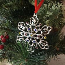 Lenox Sparkle and Scroll Multi Colored Jewels Silverplate Ornament - New picture