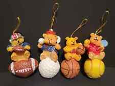 Vintage Mini Bear Sports Ornaments Lot Of 4 Tennis, Basketball, Golf, Football picture