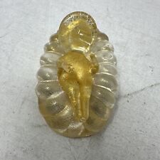 Murano Italy Glass Baby Jesus Gold Flakes Figurine Set 3.75” x 2.5” picture