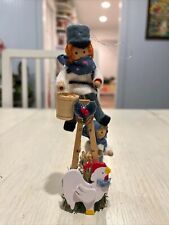 Wooden Folk art Man Woman Ladder Chicken Christmas Ornament Vintage Farmhouse picture
