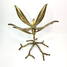 Vintage Bronze Sculpture Plant Leaves Patina Screw Top Leaves and Twigs Design picture