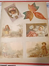 Victorian Scrapbook Page 1880s  7 Trade Cards  + New Home sewing machines + picture