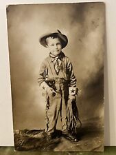 Vintage 1910’s Child Dressed As Cowboy Real Photo Postcard RPPC - Western picture