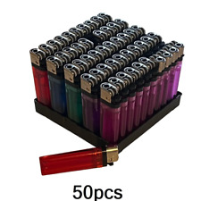 50 Pcs Full Size Disposable Butane Lighter Assorted Colors With Gold Cap picture
