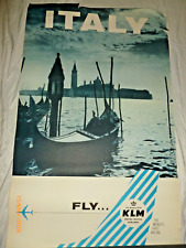 Vintage Original KLM Royal Dutch Airlines Italy Poster 25x40” Rare ca 1960 picture