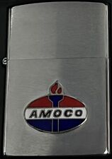 ZIPPO 1999 AMOCO GAS & OIL ADVERTISING BRUSHED CHROME LIGHTER SEALED IN BOX 388F picture