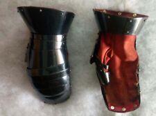 Black Functional Large 16G Steel Princely Hourglass Gauntlets Leather Glove SCA picture