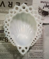 Vintage Scalloped Lace Iridescent Milk Glass Bowl picture