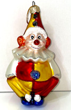VTG Blown Glass Christmas Ornament Happy Clown Colorful Circus JCS picture