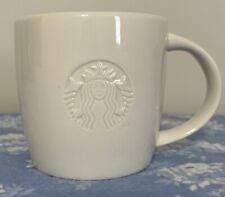 Starbucks 2015 coffee mug solid white etched embossed mermaid siren logo picture