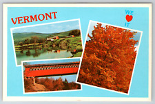 c1960s Greetings From Vermont Autumn Fall Multi-View Vintage Postcard picture