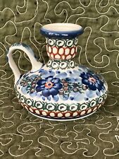 Unikat Boleslawiec Polish Pottery Candle Holder w/handle 53-6 Artist Signd 3.5