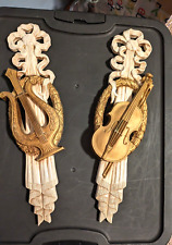 Vintage Resin Musical Harp Lyre Violin Wall Decor Burwood Products 1970's picture