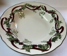 New 1998 Charter Club CHINA WINTER GARLAND 9.25” Rimmed Soup Bowl ￼Holly picture