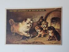 HOOD'S SARSAPARILLA ADVERTISING CARD PUPPY DOG LITHO C.I. HOOD & CO. LOWELL MASS picture