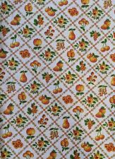 4 MCM Curtain Panels 1970s Orange Fruit Flowers Pinch Pleat Cottage Granny Core  picture