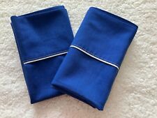 Vintage Cannon Monticello PAIR Standard Pillowcases No Iron Muslin BLUE 30x19” picture