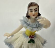 Antique Hand Crafted Porcelain Lace Girl Ballerina Figurine Dresden Germany 3