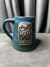 Whitefish Pottery 2010 Handmade on the Wheel Mug Hidden Moose Lodge Teal Blue picture