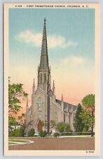 Columbia South Carolina First Presbyterian Church Linen Postcard picture