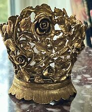 Vintage Matson Gold Gilt Rose and Leaves Ornate Glass Perfume  Bottle Holder picture