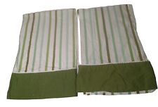 Vintage Mid-Century Mod 1970s Green Striped Pillowcases (2) picture