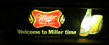 VINTAGE 1984 MILLER BEER BACK BAR LIGHTED SIGN-WELCOME TO MILLER TIME-IT'S TIME picture
