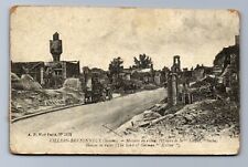 WW1 HOUSES IN RUINS CARRIAGES HORSES VILLERS-BRETONNEUX SOMME FR PPC Postcard P6 picture