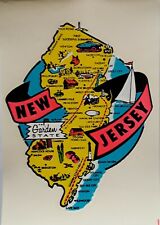 Vintage New Jersey State Souvenir Travel Decal Authentic Original Camper Luggage picture